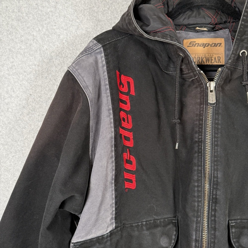 Snap-on Jacket Mens Large Vintage Faded Zip Up Work Quilted Lined Insulated - Picture 2 of 11